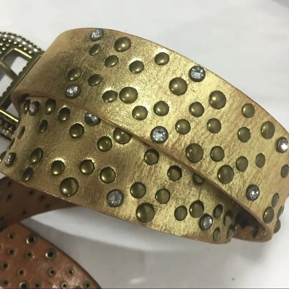 Vintage Arizona gold leather embellished belt